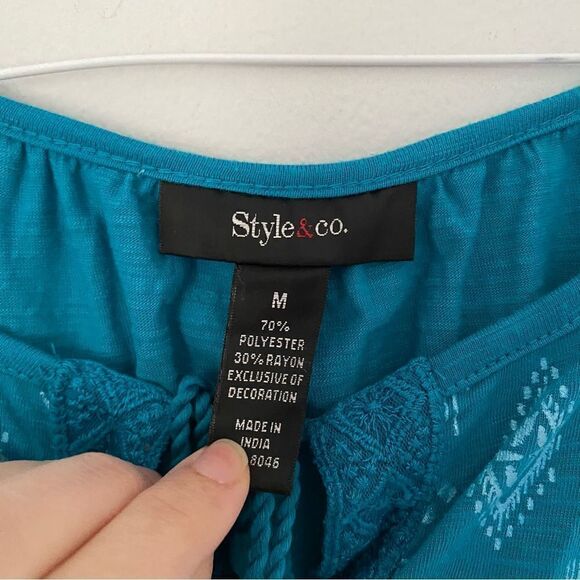 Style & Co. Women’s Long Sleeve Blue Blouse size M - Picture 2 of 3